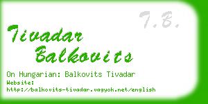 tivadar balkovits business card